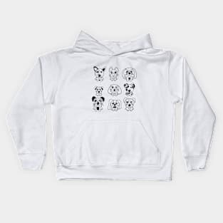 Whimsical Pup Portrayal: Hand-Drawn Dog Art Kids Hoodie